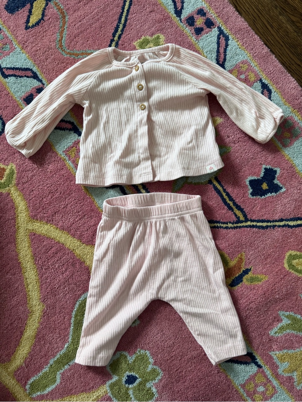 Carter's Light Pink Ribbed Baby Two-Piece Set